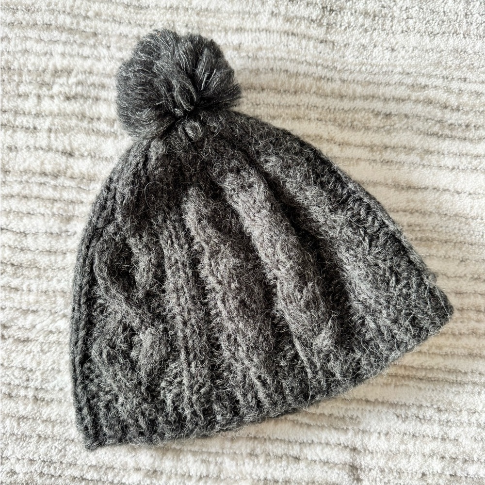 Pistil Cable Knit Riley Beanie with Pom-Pom in Charcoal Gray